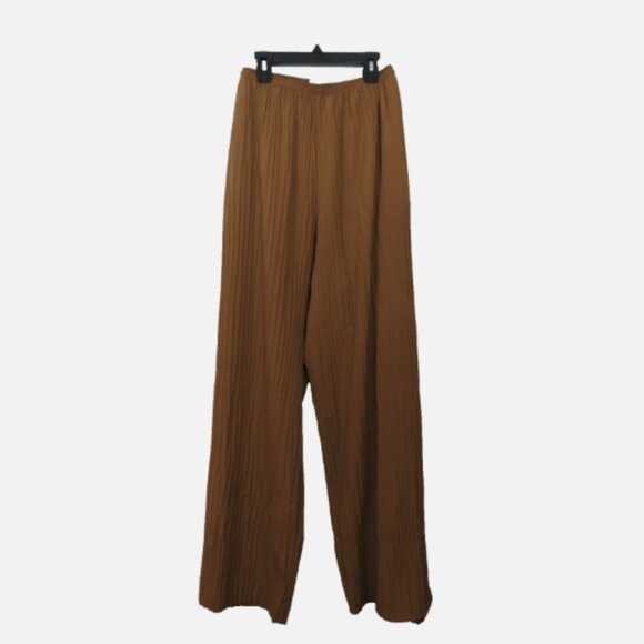 Vince size XXL Crinkle Pleated Pull On Pant Brown Wide Leg - Picture 1 of 6